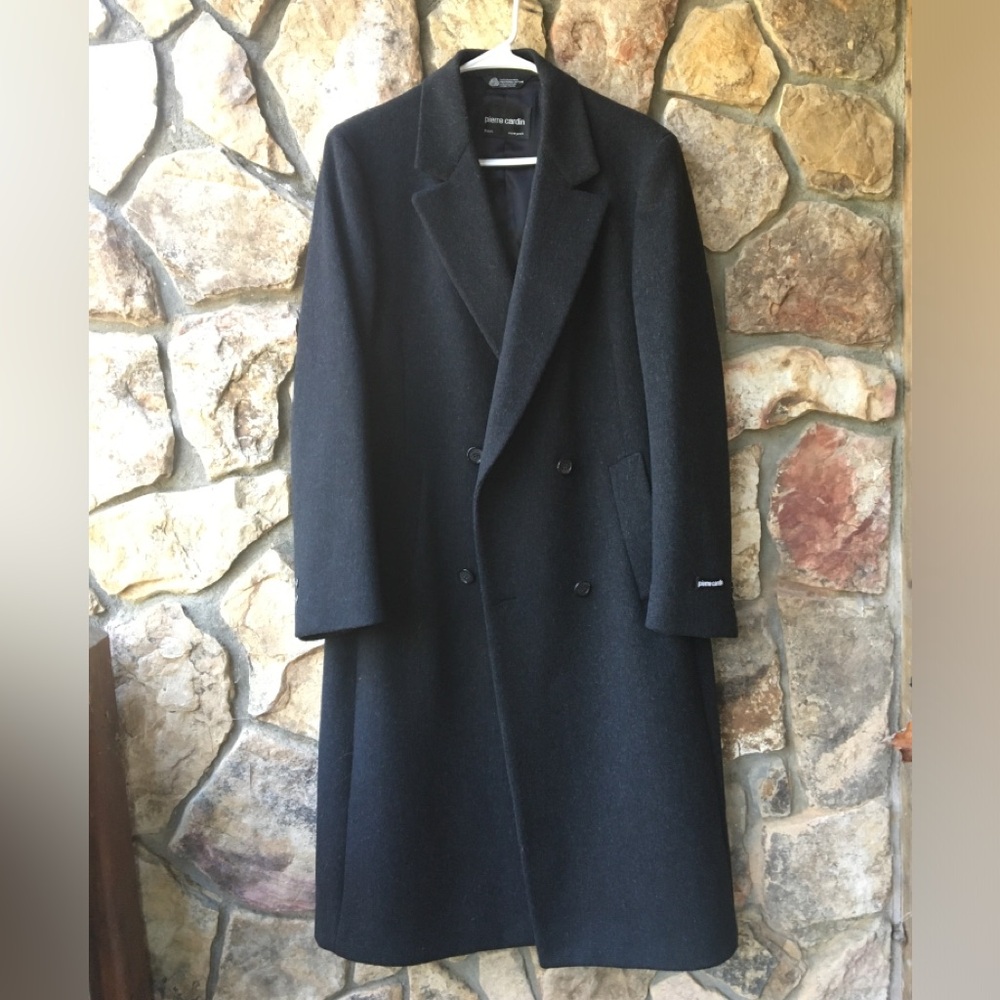 PIERRE CARDIN 100% Wool Double-Breasted Long Winter Mens Coat